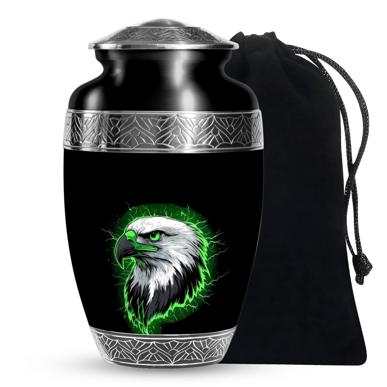 Neon Green Artistic Eagle Urn For Funeral - Large Urn For Adult Male