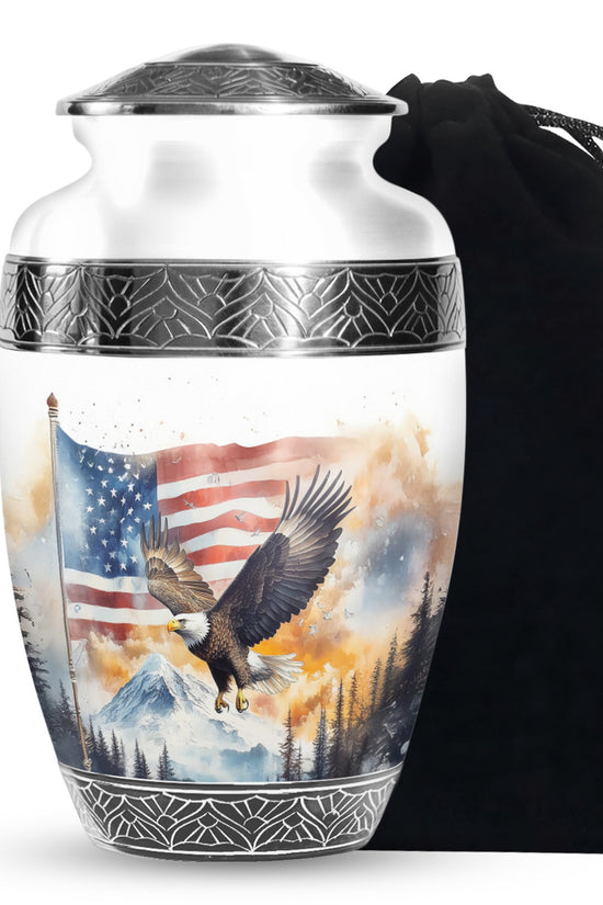 Patriotic Eagle Urn For Men - American Flag Cremation Urn For Sale