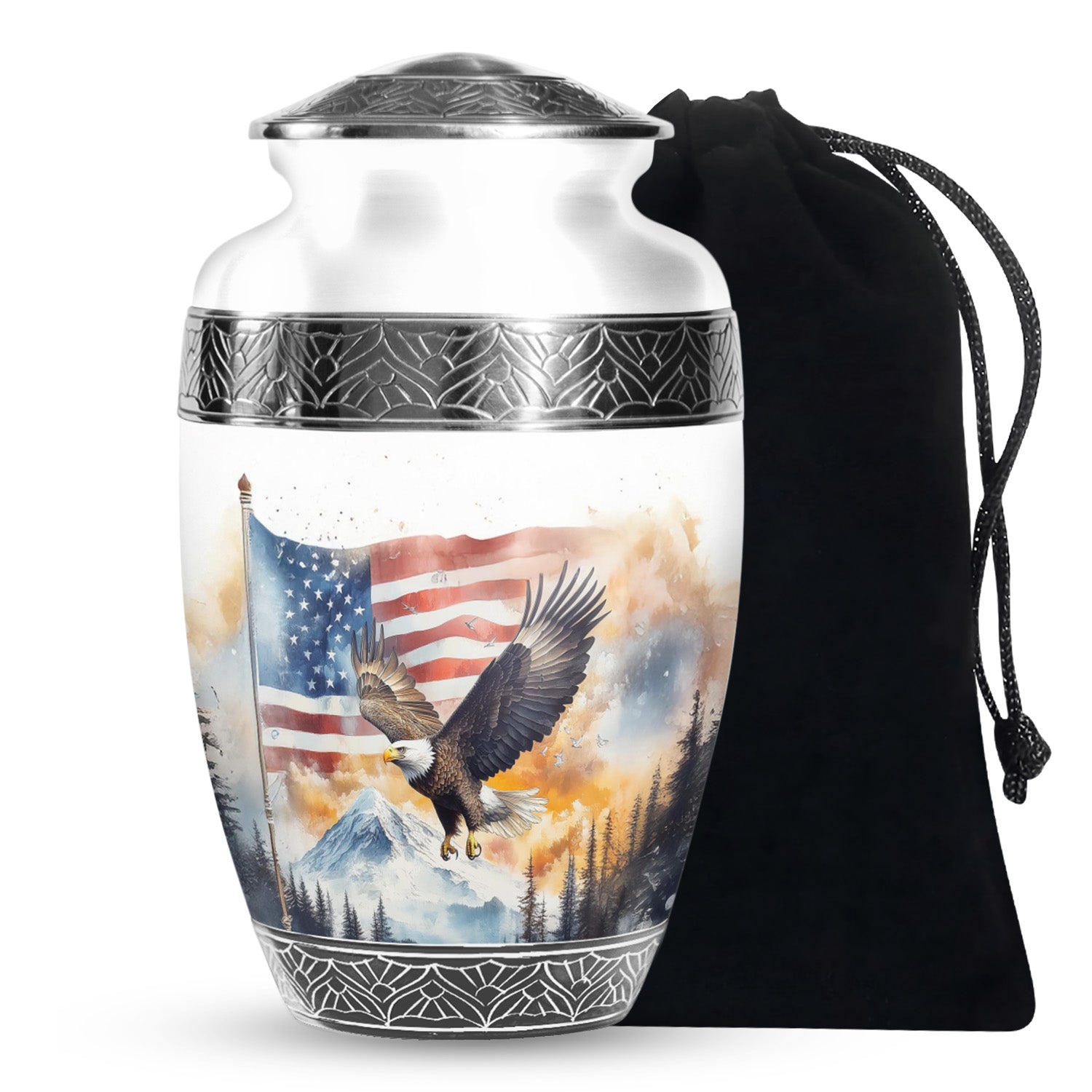 Patriotic Eagle Urn For Men - American Flag Cremation Urn For Sale