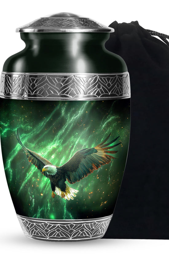 Flying Bald Eagle Cremation Urn - Scenic Memorial Urn For Human Ashes