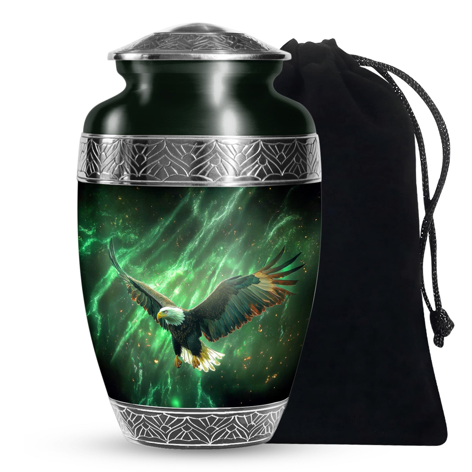 Flying Bald Eagle Cremation Urn - Scenic Memorial Urn For Human Ashes