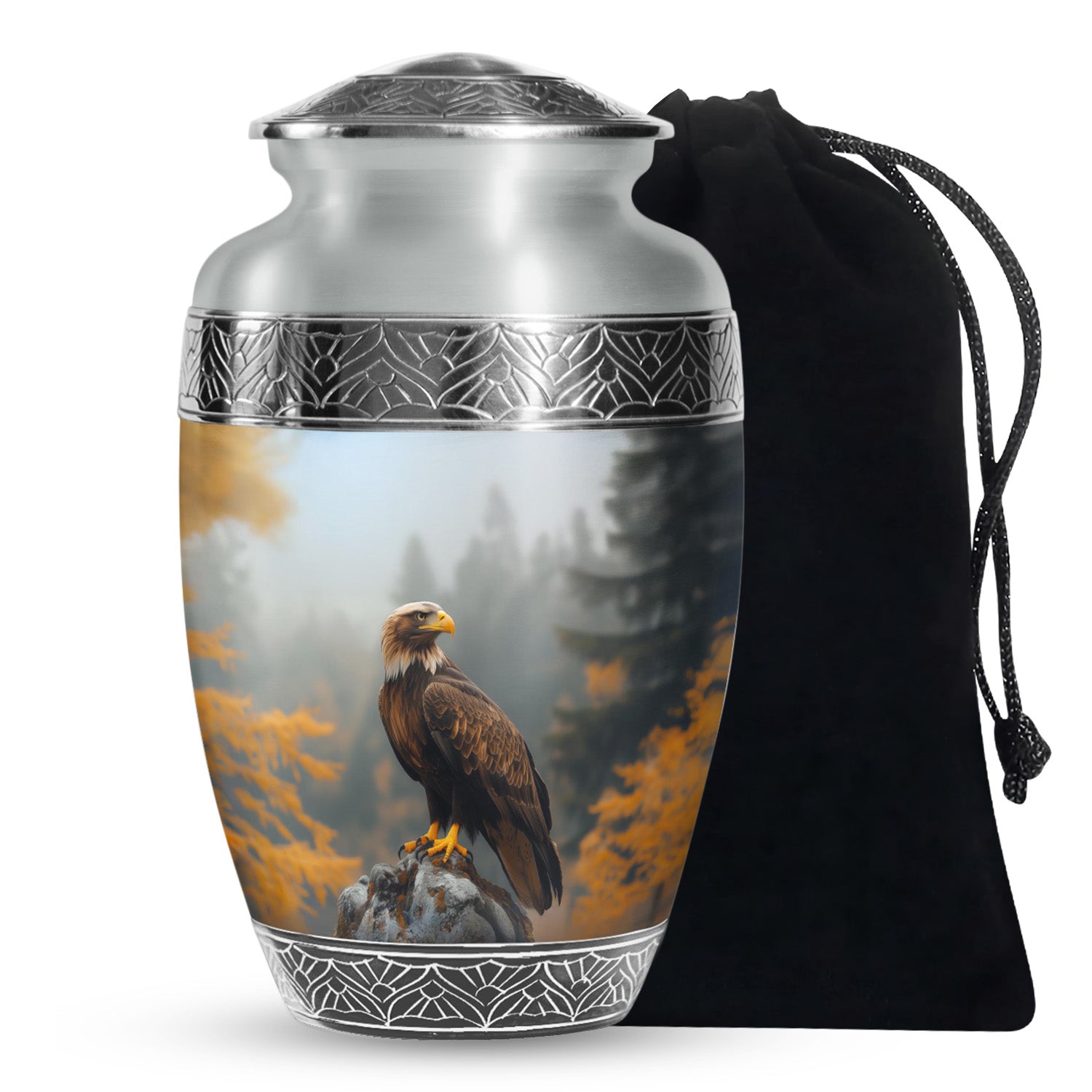 Forest Eagle Memorial Urn - Peaceful Funeral Urn For Adult Ashes