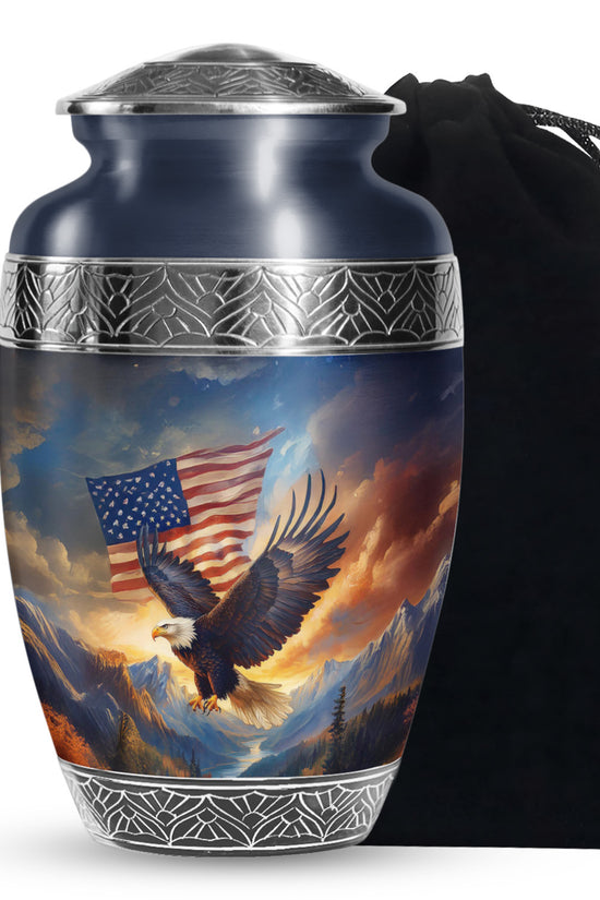 Military Memorial Urn - Bald Eagle Memorial Urn For Loved Ones