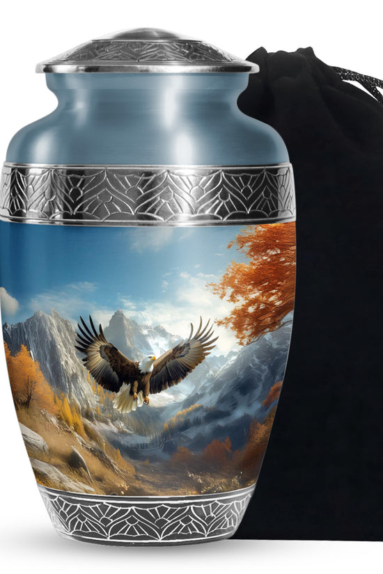 Majestic Eagle Cremation Urn - Scenic Mountain Memorial Urn For Burial