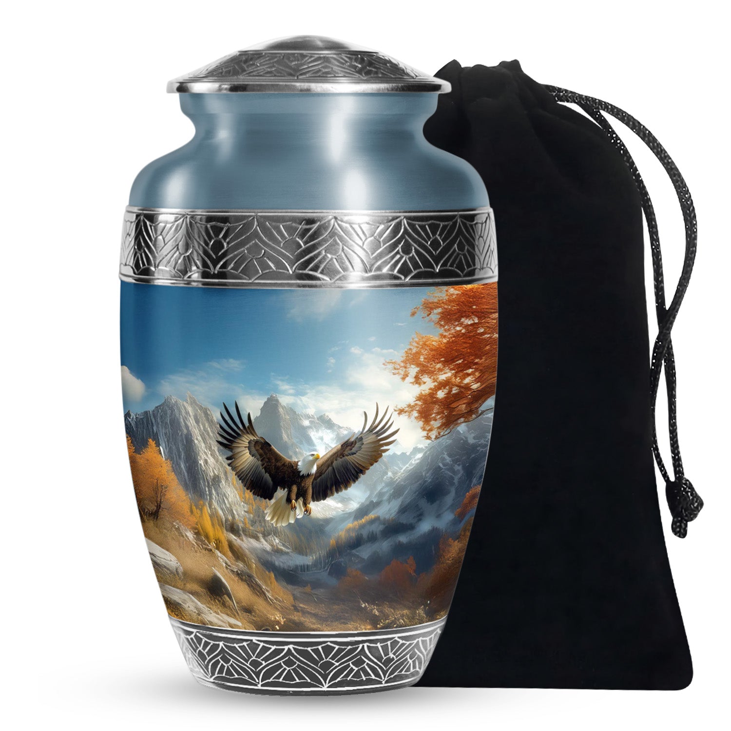 Majestic Eagle Cremation Urn - Scenic Mountain Memorial Urn For Burial