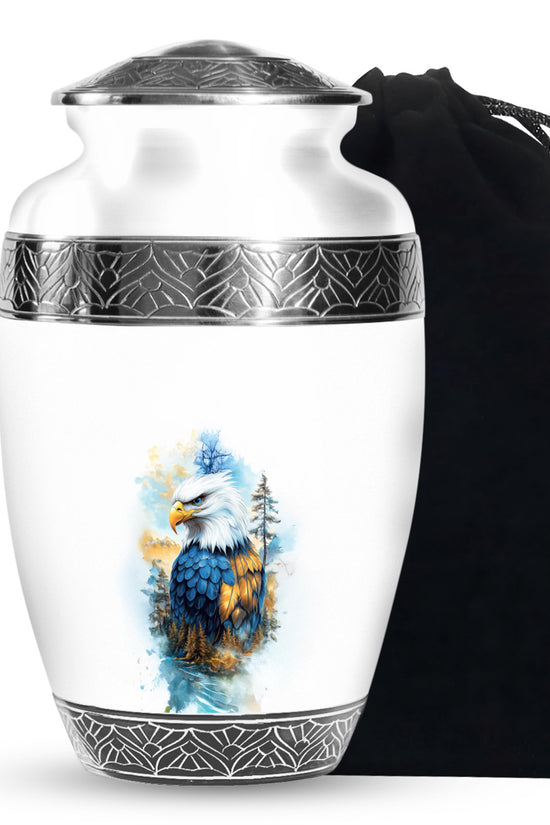 White Eagle Cremation Urn - Aluminium Memorial Urn For Loved Ones