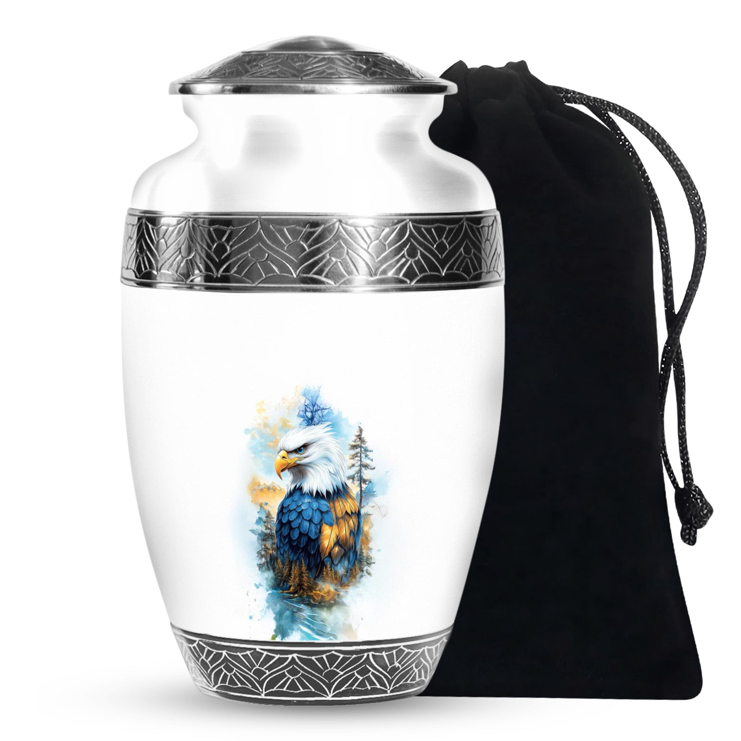 White Eagle Cremation Urn - Aluminium Memorial Urn For Loved Ones