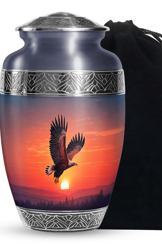 Eagle Sunset Memorial Urn - Large Funeral Urn For Human Ashes