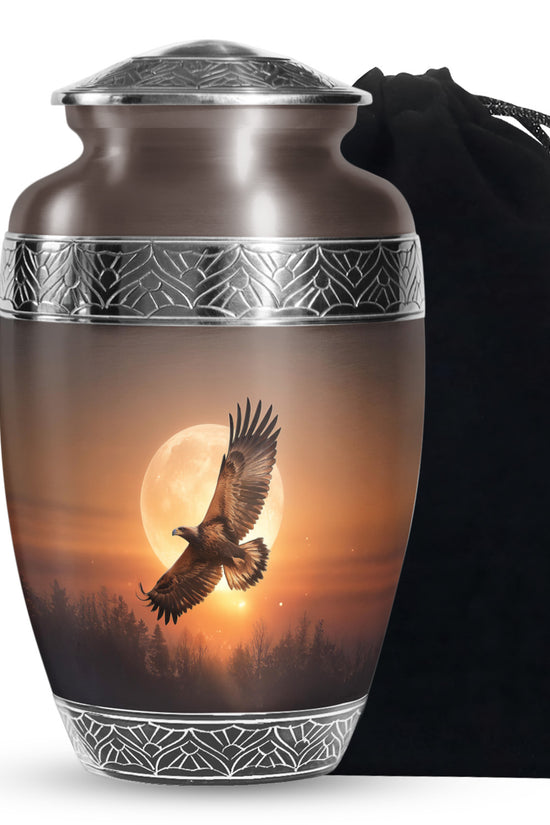 Flying Eagle Ashes Urn - Aluminium Cremation Urn For Male Ashes