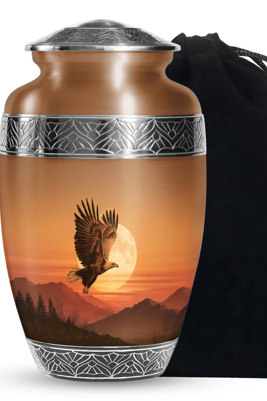 Golden Eagle Sunset Funeral Urn - Beautiful Memorial Urn For Female Ashes