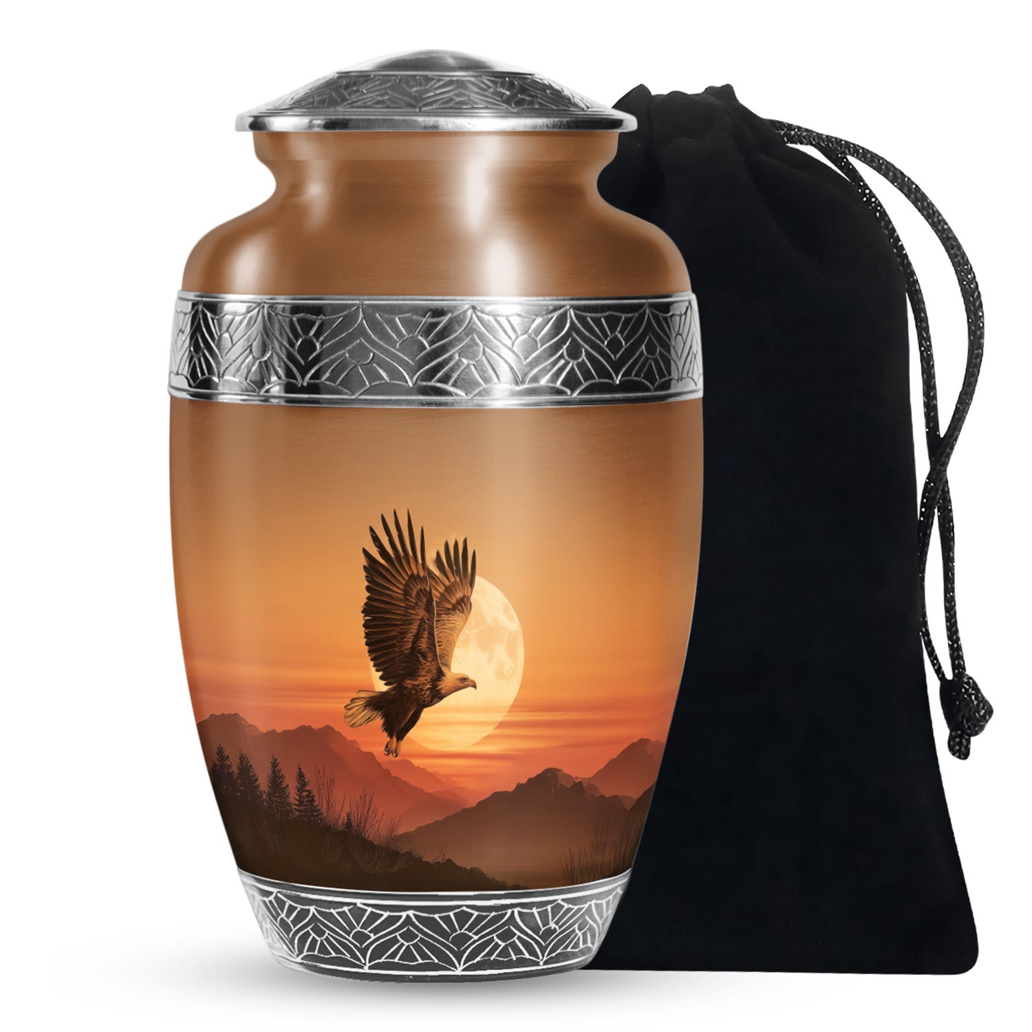 Golden Eagle Sunset Funeral Urn - Beautiful Memorial Urn For Female Ashes