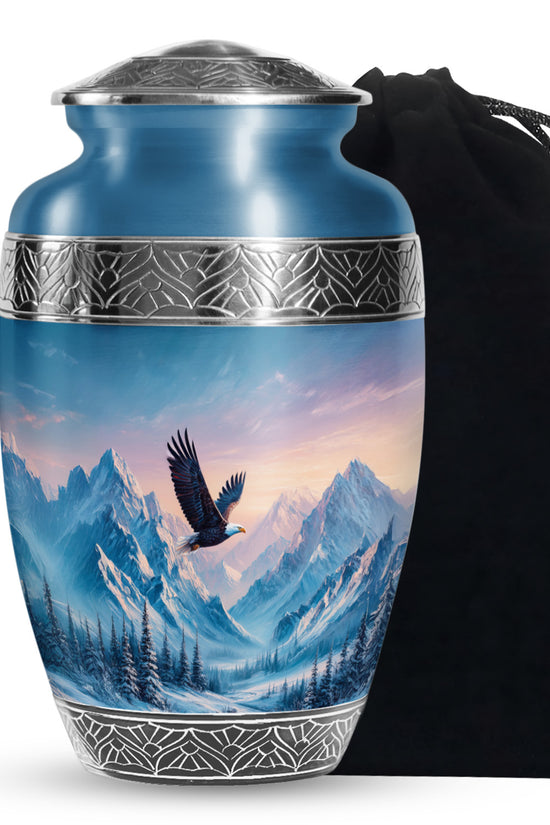 Bald Eagle Memorial Urn - Beautiful Snow Mountain Cremation Urn For Loved Ones