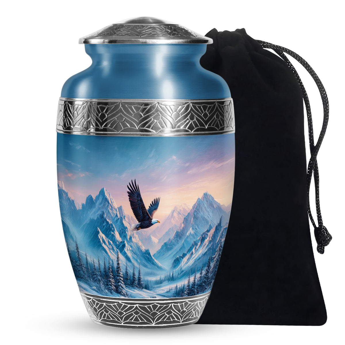 Bald Eagle Memorial Urn - Beautiful Snow Mountain Cremation Urn For Loved Ones