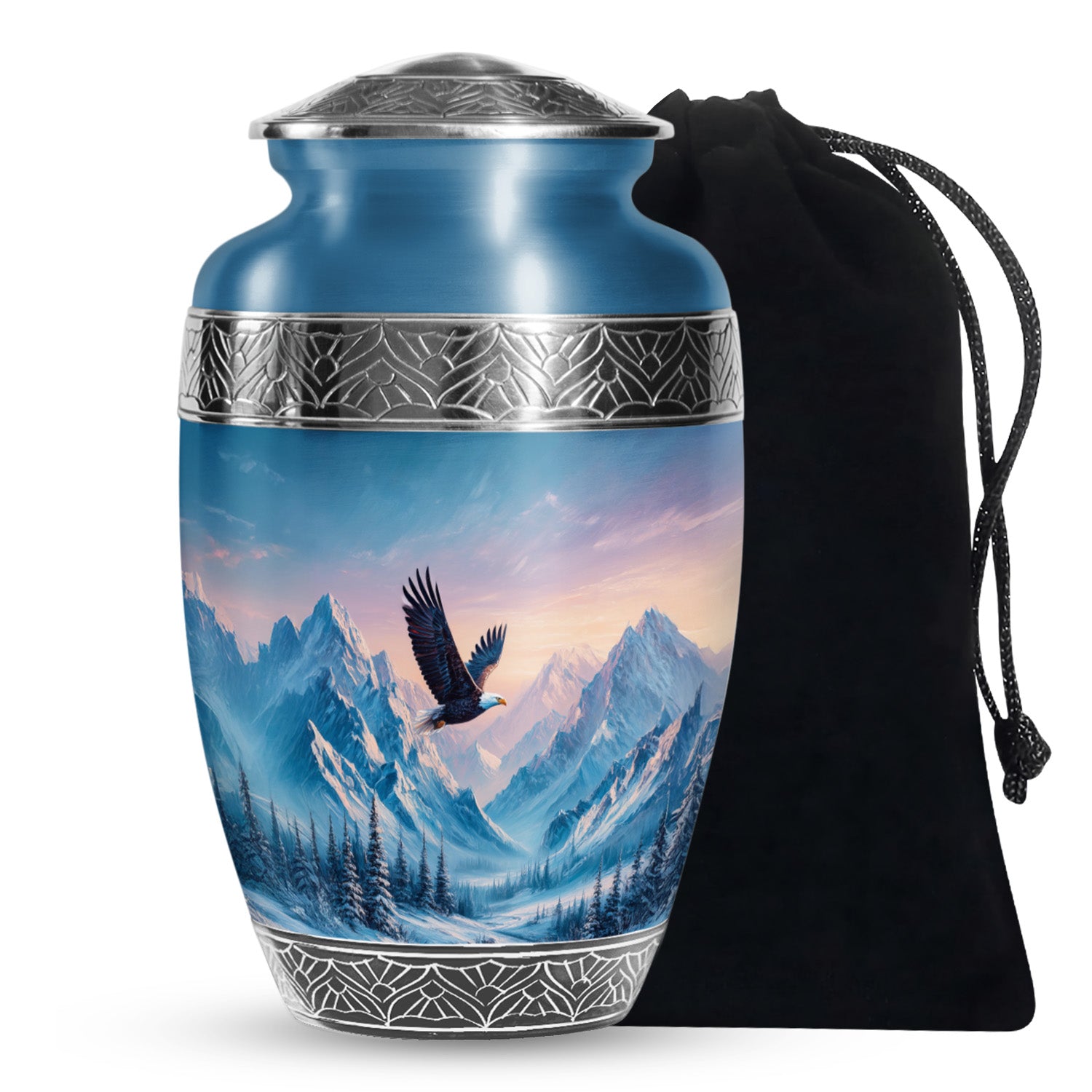 Bald Eagle Memorial Urn - Beautiful Snow Mountain Cremation Urn For Loved Ones