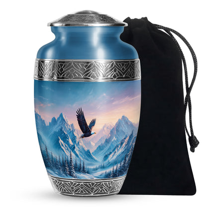 Bald Eagle Memorial Urn - Beautiful Snow Mountain Cremation Urn For Loved Ones