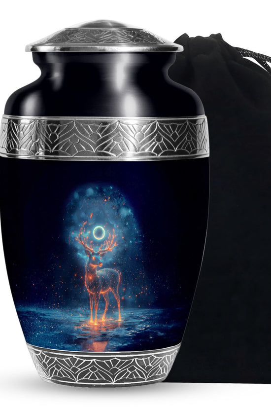 Deer Spirit Cremation Urn - Night Forest Memorial Urn For Adults