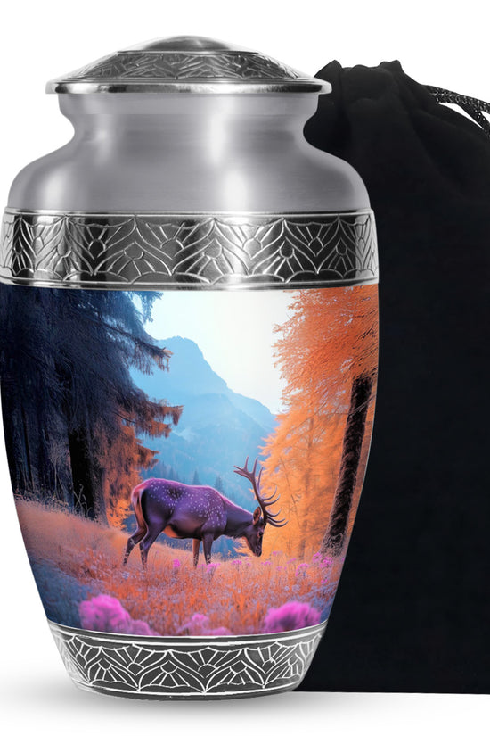Deer Cremation Urn - Mountain Forest Memorial Urn For Loved Ones