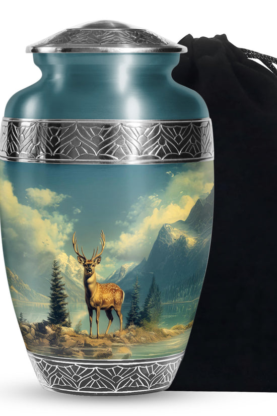 Majestic Deer Memorial Urn - Beautiful Nature Cremation Urn For Adult Ashes