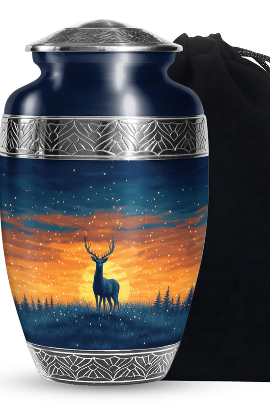 Sunset Deer Cremation Urn - Artistic Funeral Urn For Human Ashes