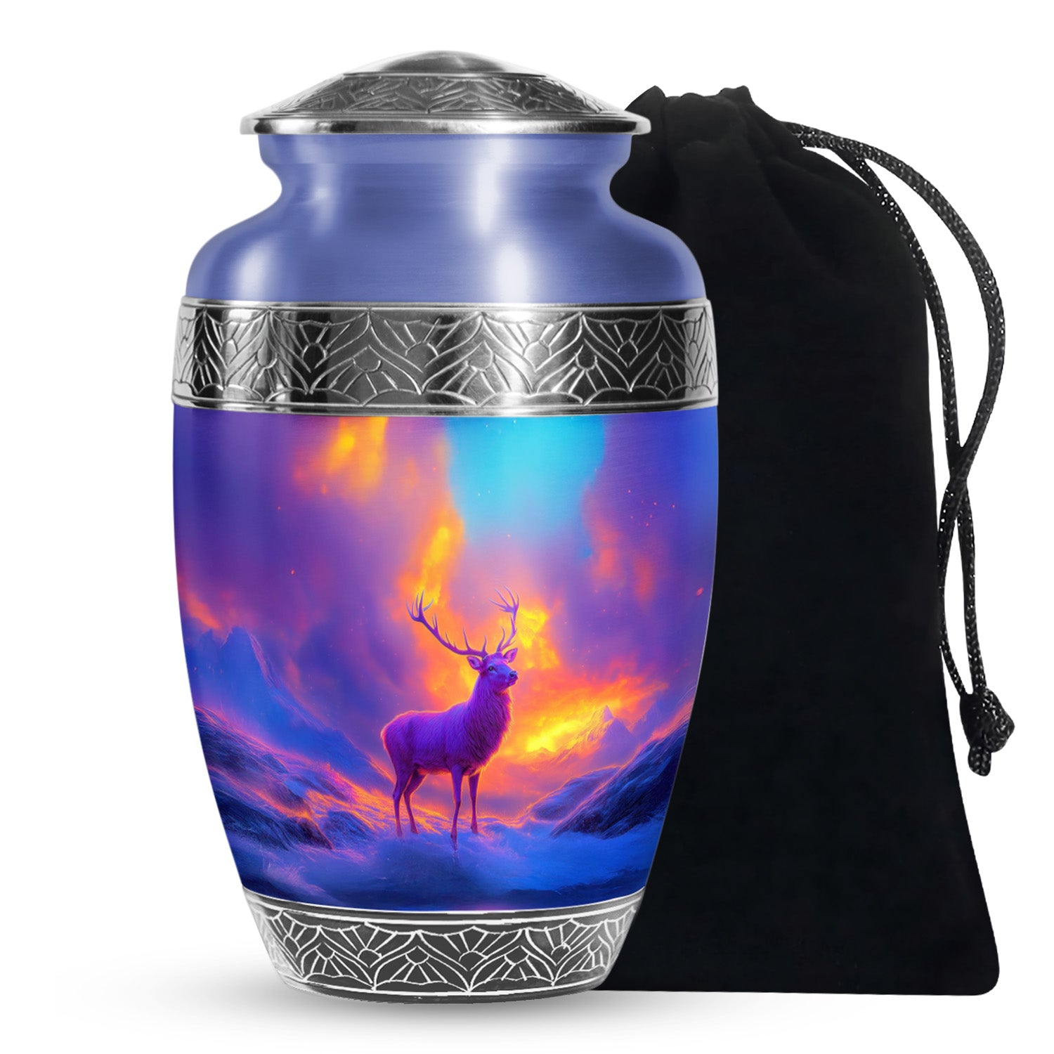 Beautiful Moose Memorial Urn - Purple Cremation Urn For Male & Female