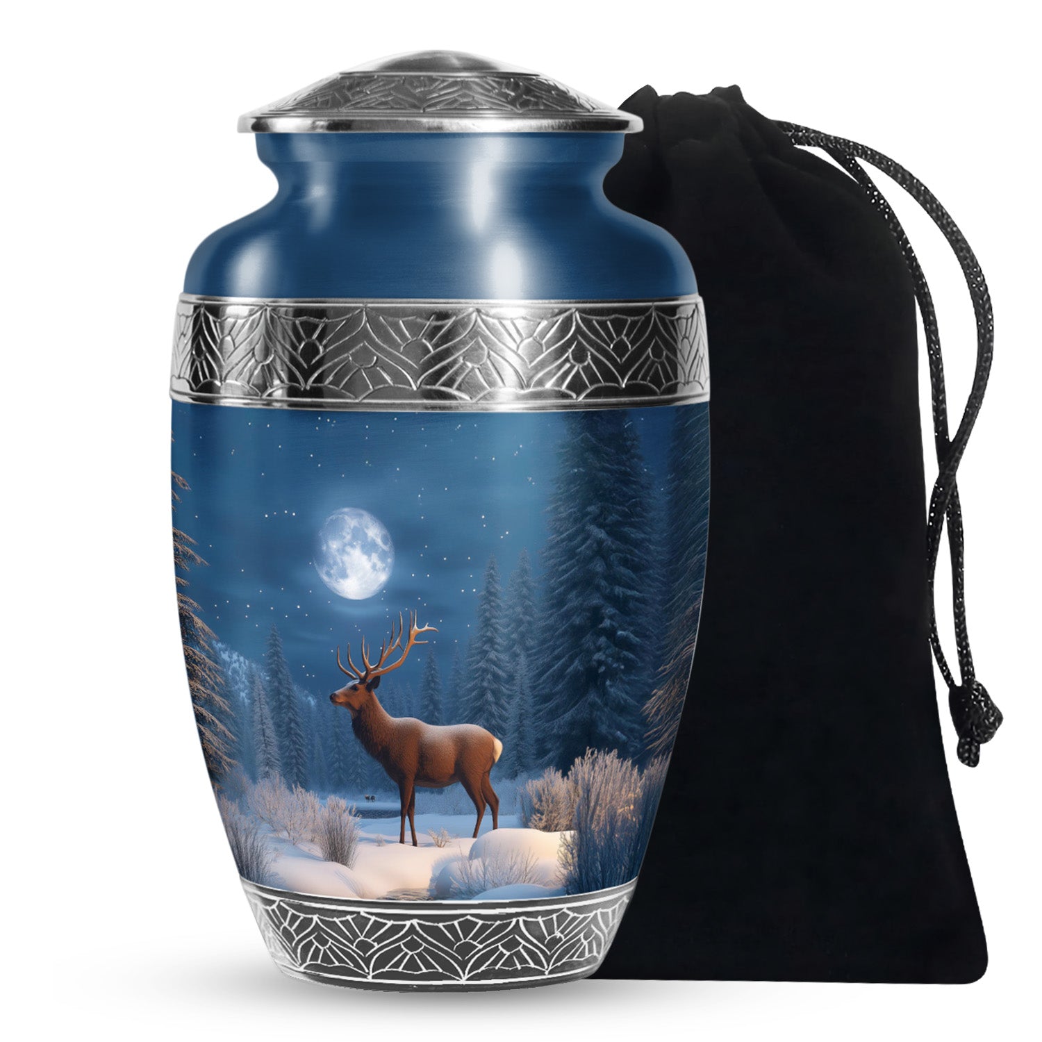 Winter Forest Deer Urn - Glowing Deer Cremation Urn For Adult Ashes