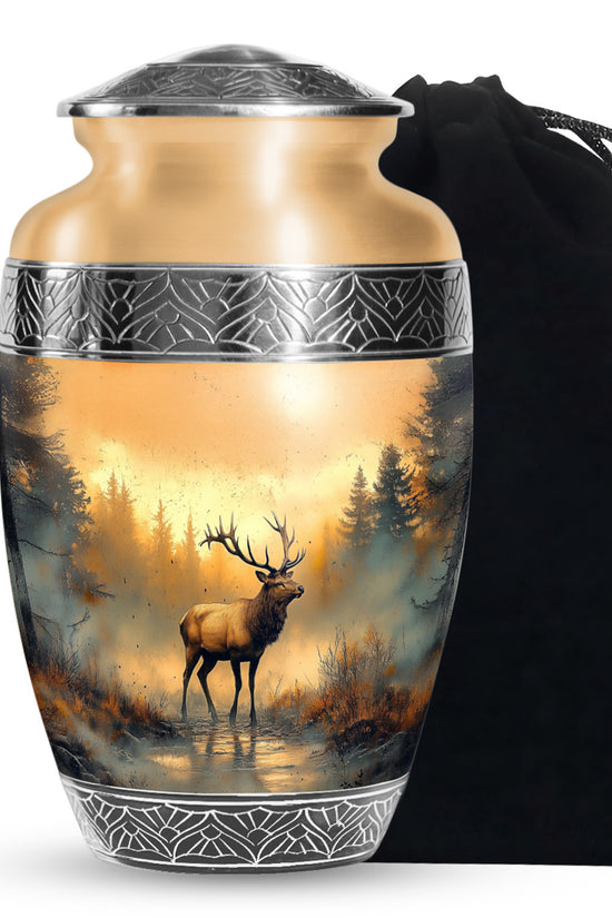 Golden Deer Memorial Urn - Nature Cremation Urn For Adult Ashes
