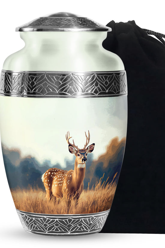 Classic Moose Cremation Urn - White Memorial Urn For Loved Ones
