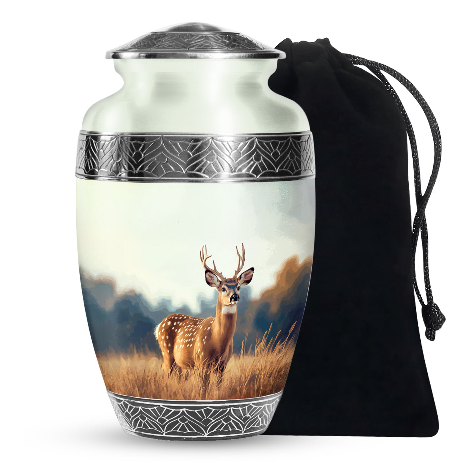Classic Moose Cremation Urn - White Memorial Urn For Loved Ones