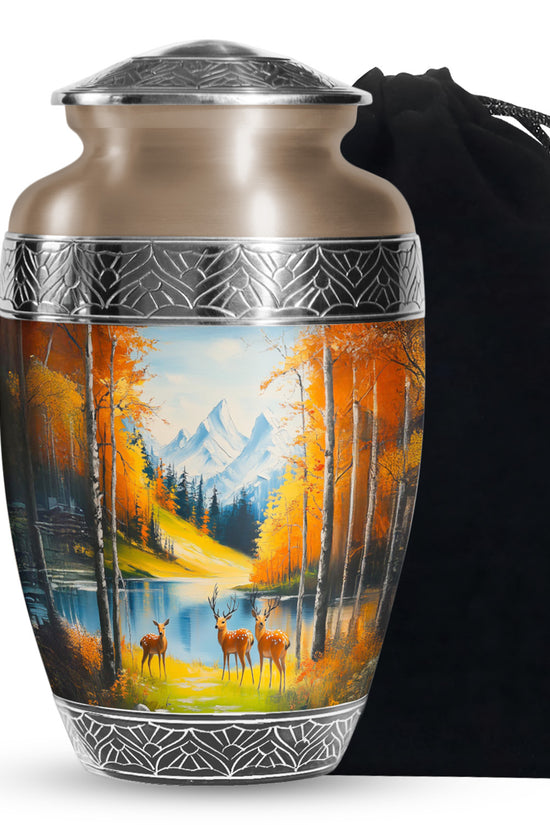 Deer Family Memorial Urn - Artistic Mountain Urn For Male & Female