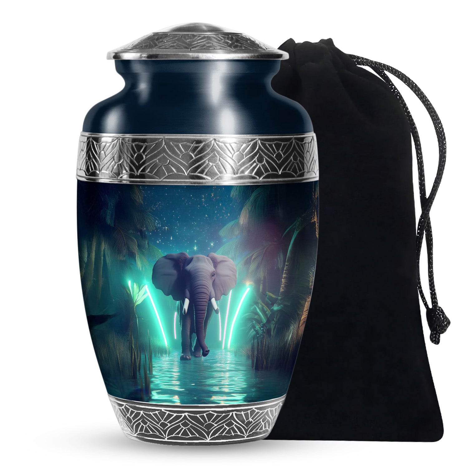 Neon Lights Funeral Urn For Men - Elephant Cremation Ashes Urn