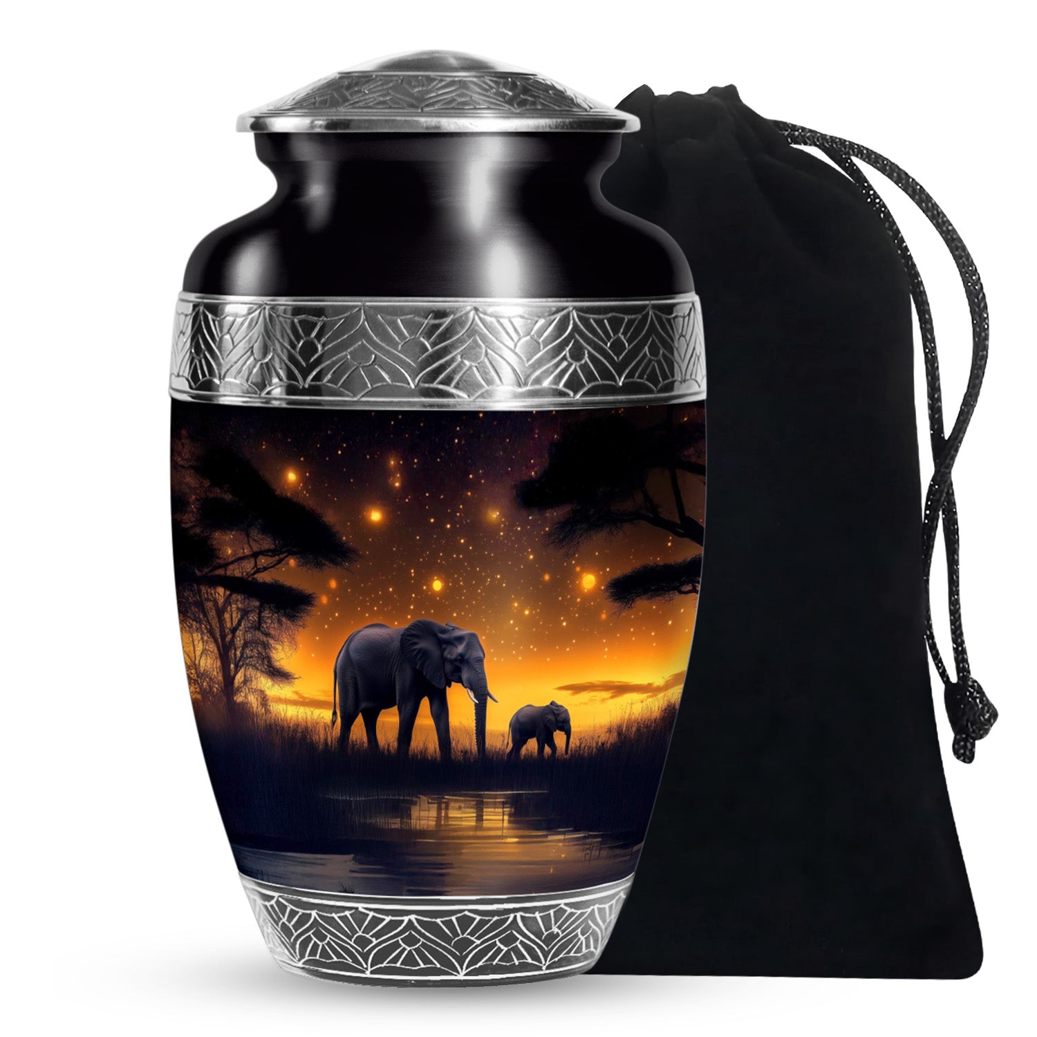 Elephant Family Memorial Urn For Adults - Wildlife Urn For Men & Women