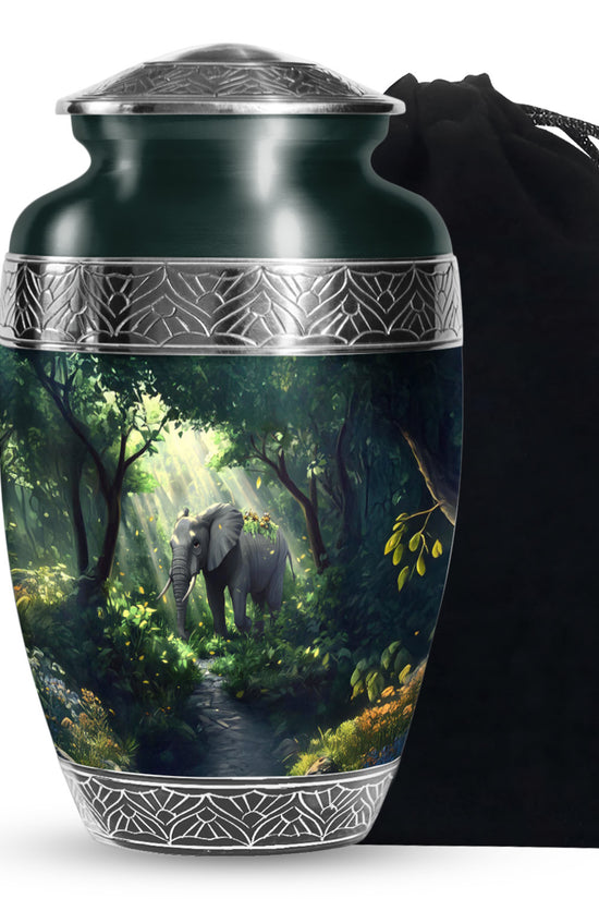 Jungle Journey Elephant Cremation Urn - Wildlife Tribute Memorial Urn For Adults