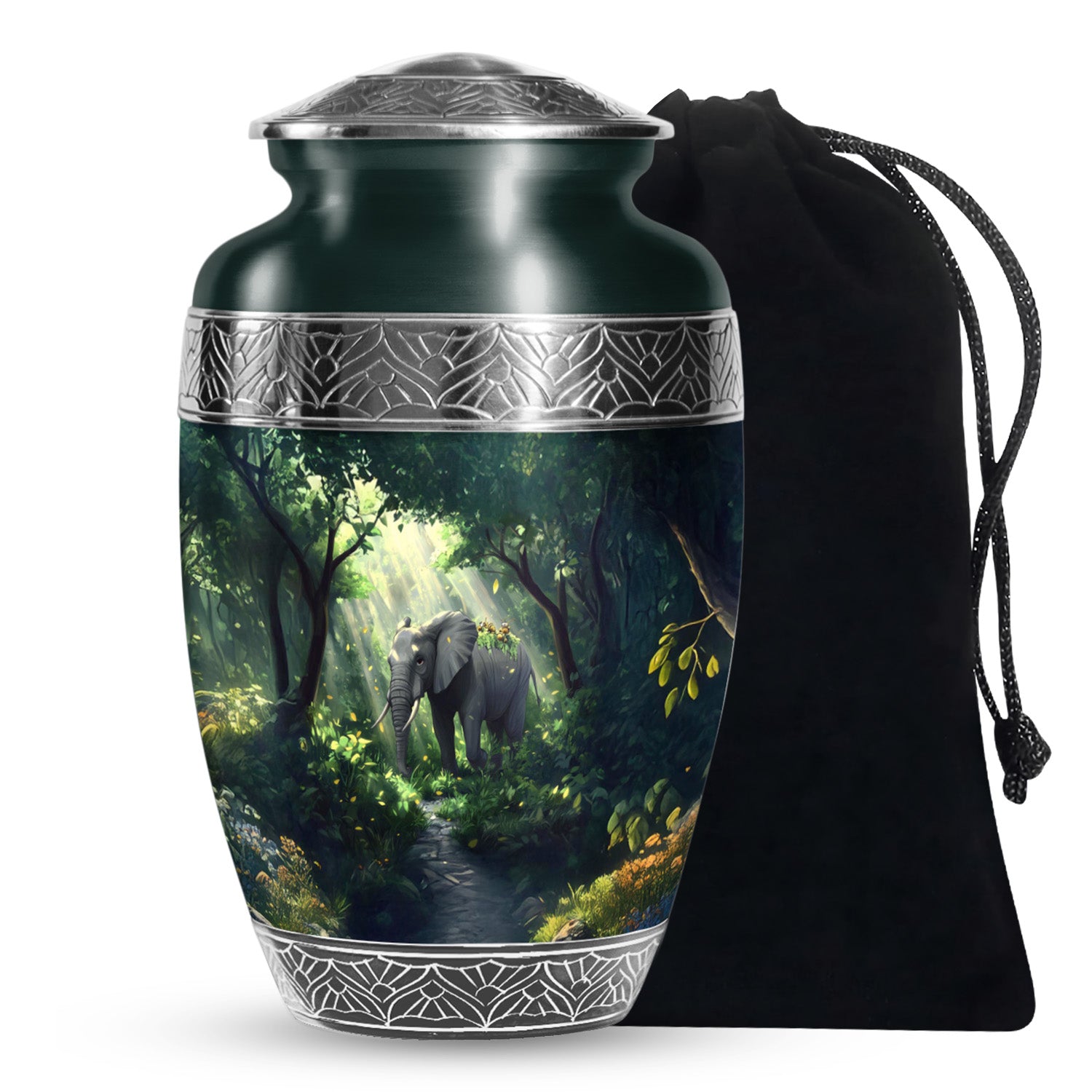 Jungle Journey Elephant Cremation Urn - Wildlife Tribute Memorial Urn For Adults