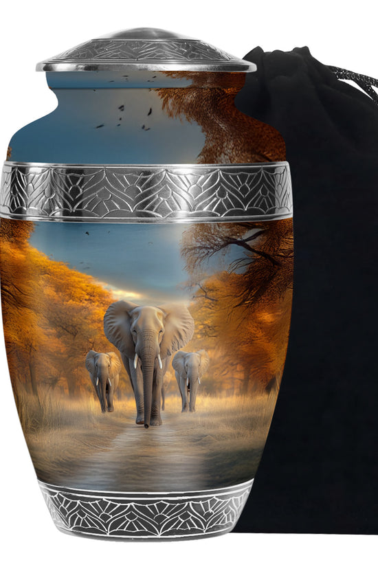 Elephant Memorial Ashes Urn For Dad - Elephant Family Cremation Urn