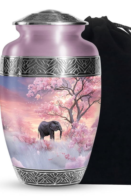 Nature Elephant Memorial Urn - Cherry Blossom Funeral Urn For Male & Female