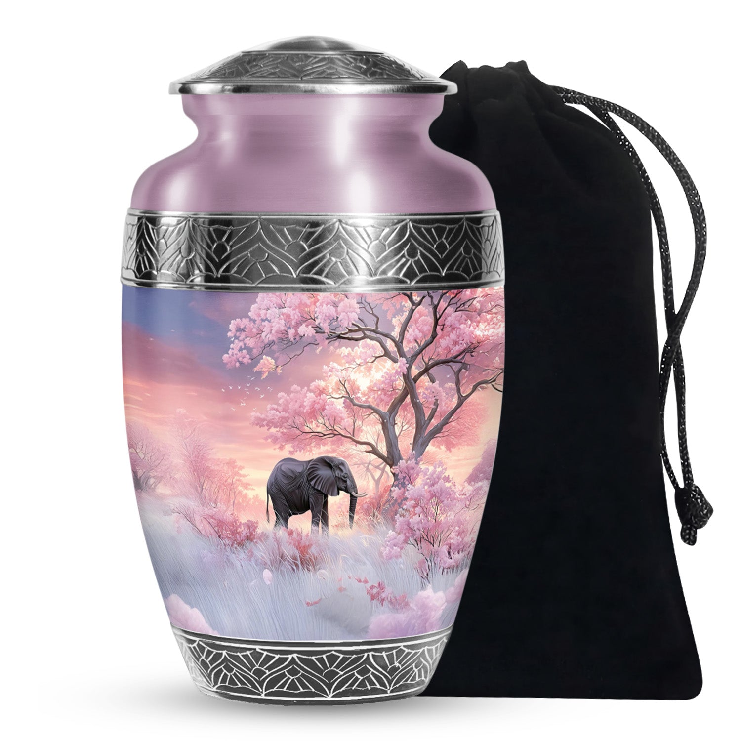 Nature Elephant Memorial Urn - Cherry Blossom Funeral Urn For Male & Female