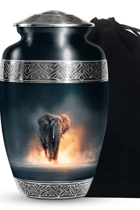 Black Cremation Urn for Ashes - Elephant Funeral Urn For Loved Ones