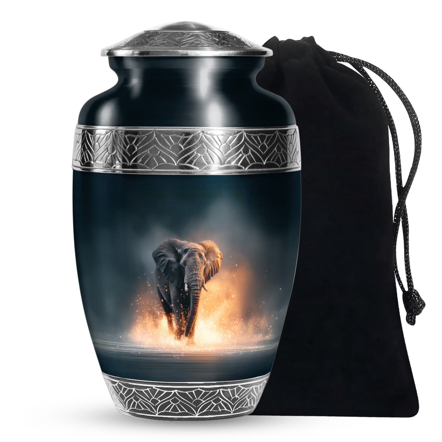 Black Cremation Urn for Ashes - Elephant Funeral Urn For Loved Ones