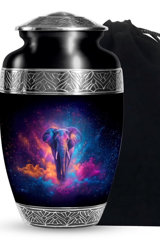 Artistic Elephant Funeral Urn - Unique Black Memorial Urn For Burial