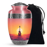 Guitar Themed Cremation Urn - Sunset Scenic Memorial Urns For Ashes