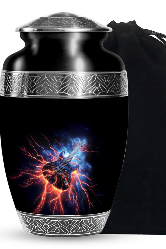 Black Guitar Funeral Urn - Unique Decor Memorial Containers For Ashes