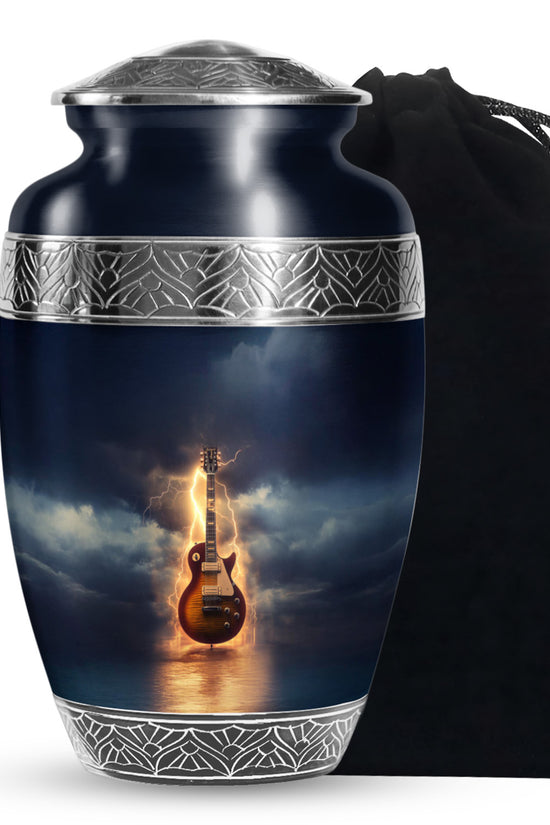 Guitar Themed Memorial Urn - Large Burial Urns For Musicians Ashes