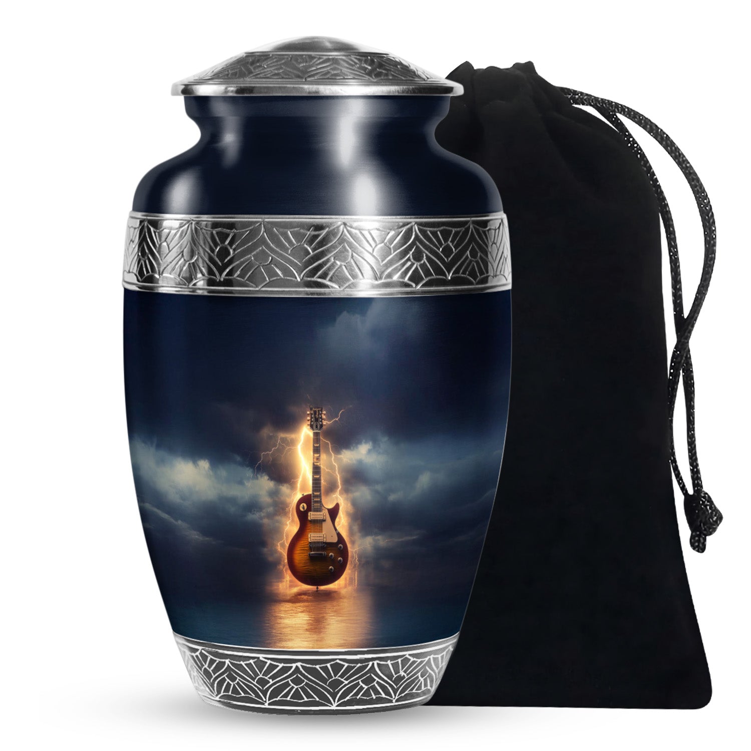 Guitar Themed Memorial Urn - Large Burial Urns For Musicians Ashes