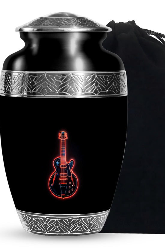 Black Guitar Memorial Urn - Artistic Funeral Urns For Women Ashes