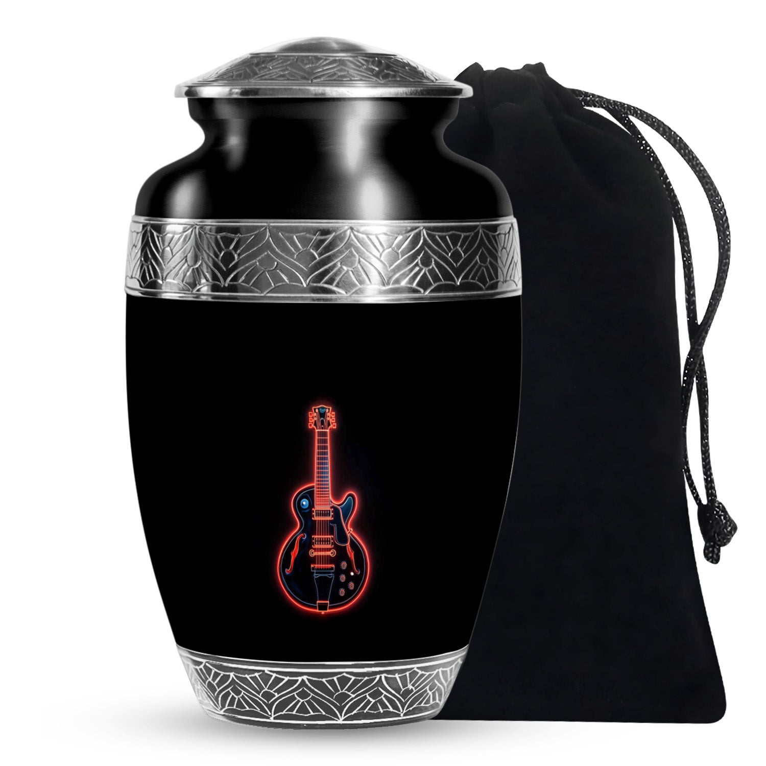 Black Guitar Memorial Urn - Artistic Funeral Urns For Women Ashes