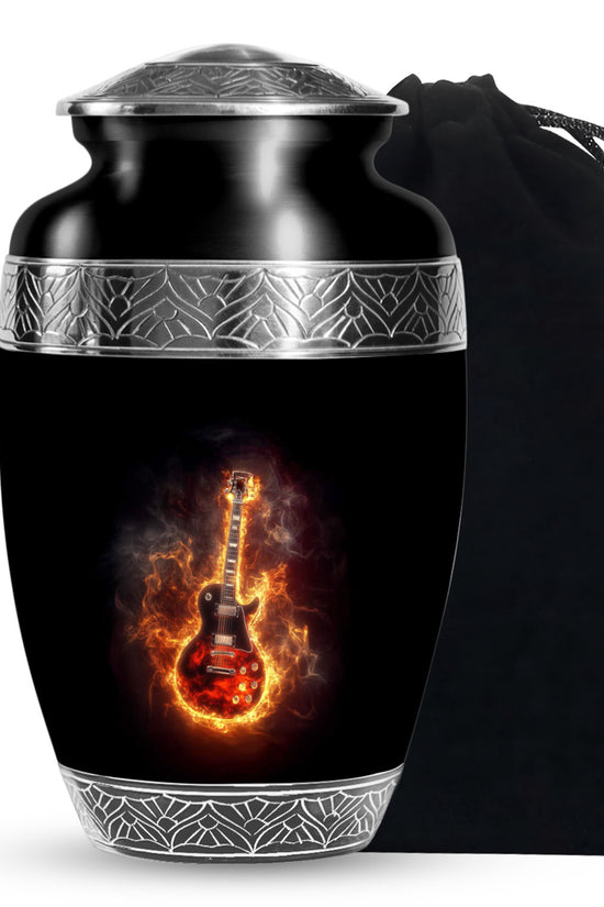 Flaming Guitar Themed Urn - A Peaceful Tribute Urn For Music Lovers