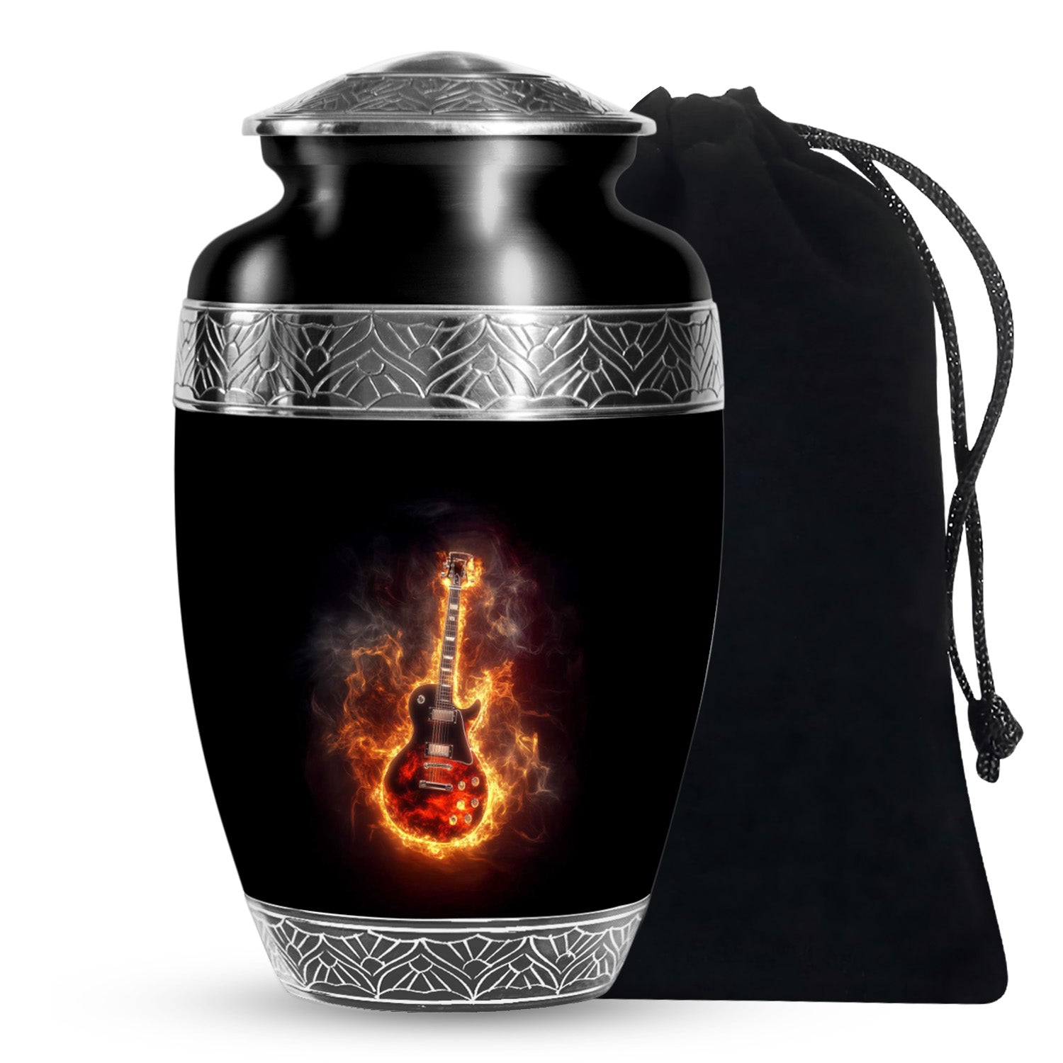 Flaming Guitar Themed Urn - A Peaceful Tribute Urn For Music Lovers