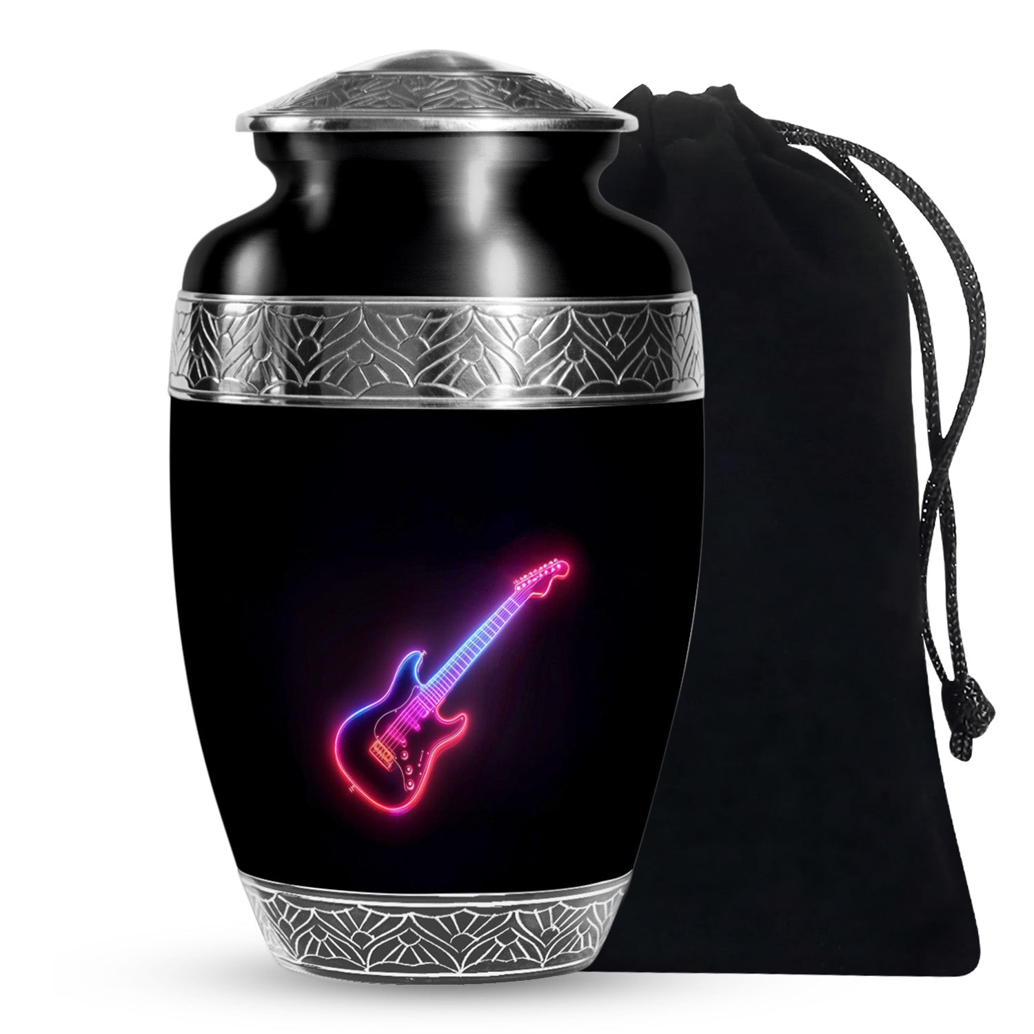 Electric Guitar Memorial Urn For Men - Neon themed Cremation Urn For Ashes