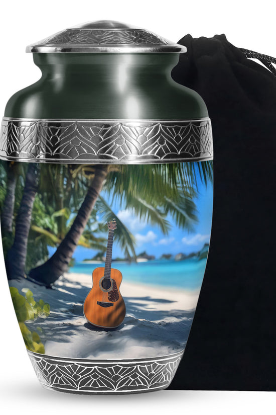 Beach Guitar Cremation Urn - Memorial Urn for Adult Male & Female