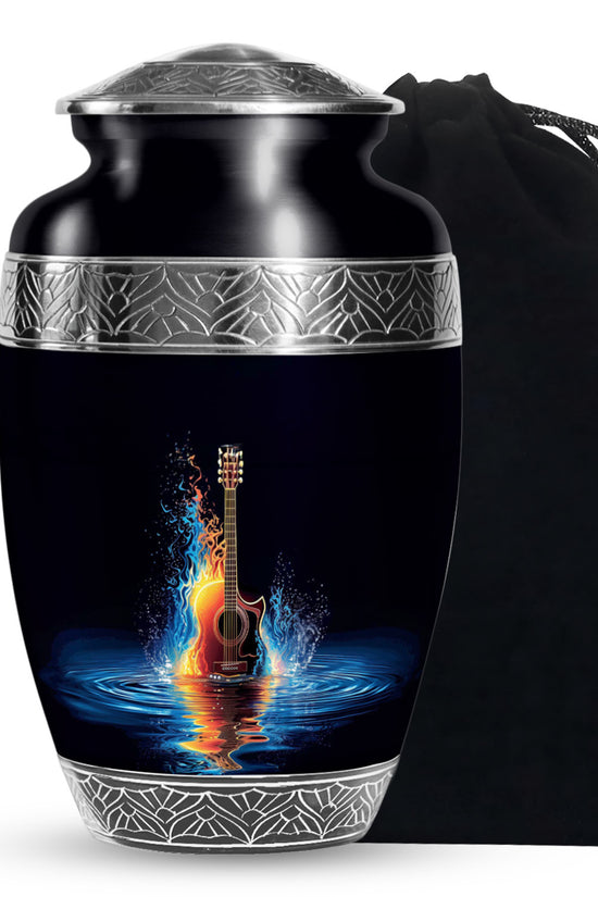 Fire & Water Cremation Guitar Urn - Artistic Funeral Urn For Human ashes